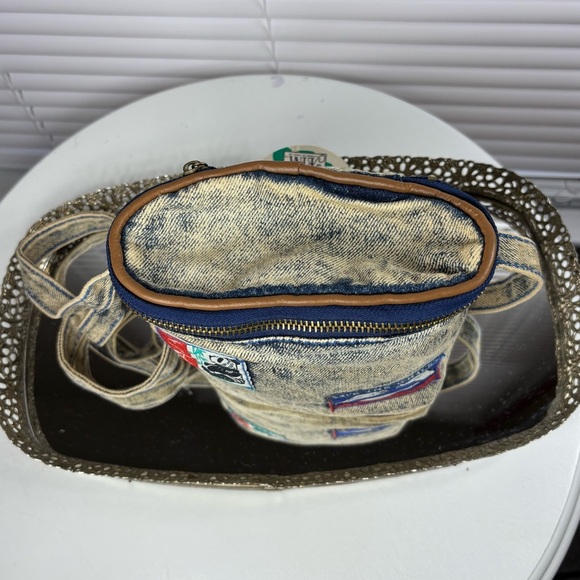 Vintage Fanny Pack Deadstock Acid Wash Denim Bag Save the Whales Panda Travel - Picture 6 of 11